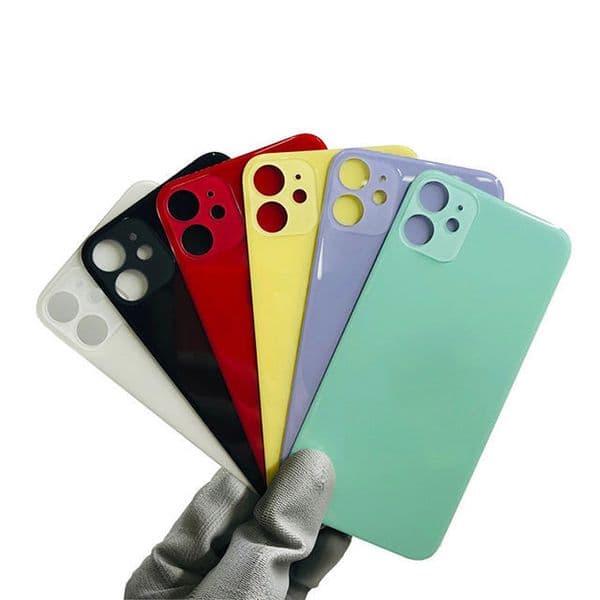 Original glass back cover replacement for iPhone 16, 15, 14, 13, 12, 11, Pro, XR, X, XS, and MAX models. Includes outer cover, chassis, frame, bezel, metal plate, magnets, and camera lens.