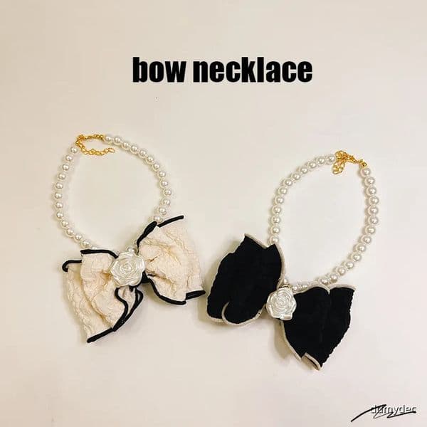 Pet Dog Necklaces With Bowknot Pearl For Kitty & Puppy - High-Grade Cat Necklace Jewelry Ddmydec Ddmydec