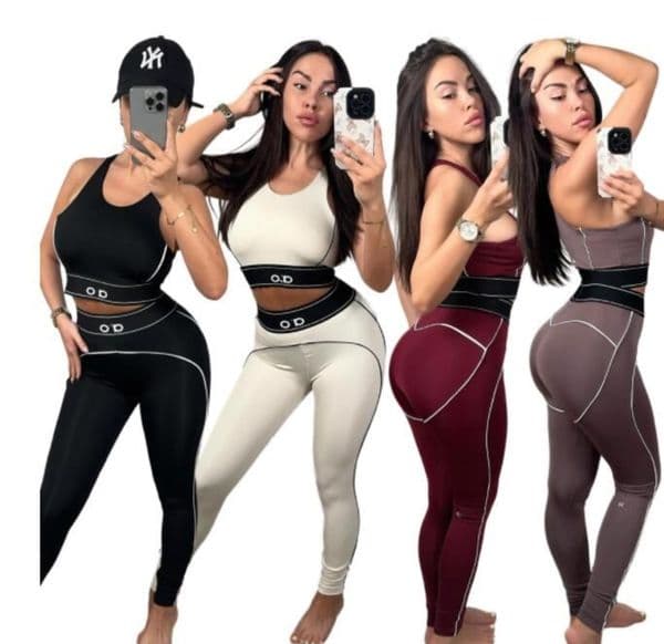 Luxury letter Activewear Sets designer women's gathering sports vest+high waisted hip lifting and abdominal tightening fitness pants yoga 2-piece set