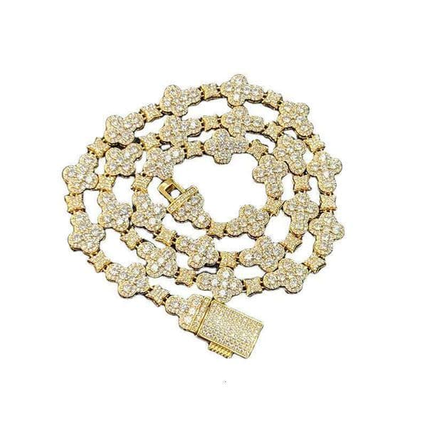Iced Sparkling 10mm Sterling Sier VVS Moissanite Dia Cross Star Link Chain Necklace Rapper Hip Hop Jewelry