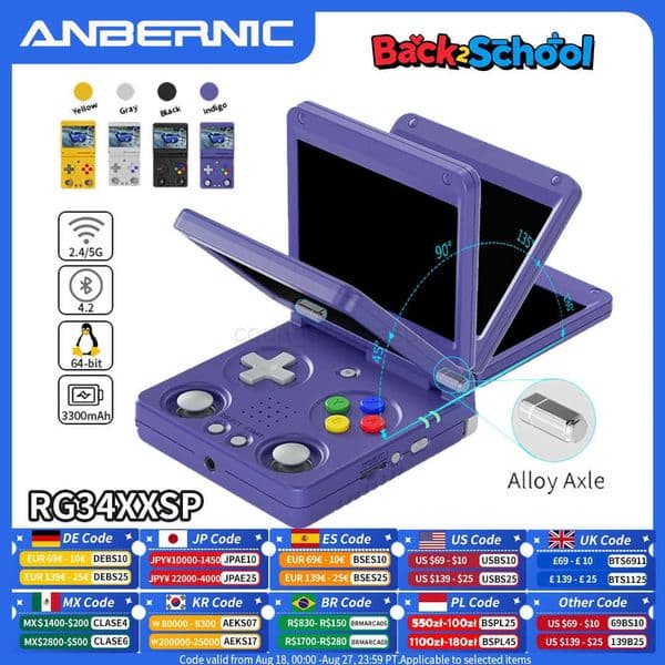 Anbernic RG34XXSP Flip Handheld Game Console 34inch IPS Screen Linux 64bit 3300mAh WIFI Collapsible Retro Video Gaming Player M251021