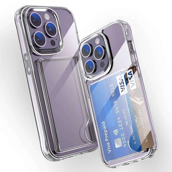 Transparent Wallet Card Slots Holder Phone Case For Iphone 17 16 15 14 Pro Max 13 12 11 XR X Plus HD Acrylic Clear Cover iphone 17 case