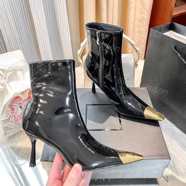 Designer Women's Designer High Heels Boots Pointed Metal Toe Box Ankle Boots for Autumn Winter Short Boots Zipper Thin Heels Shoes size 35-42 29936