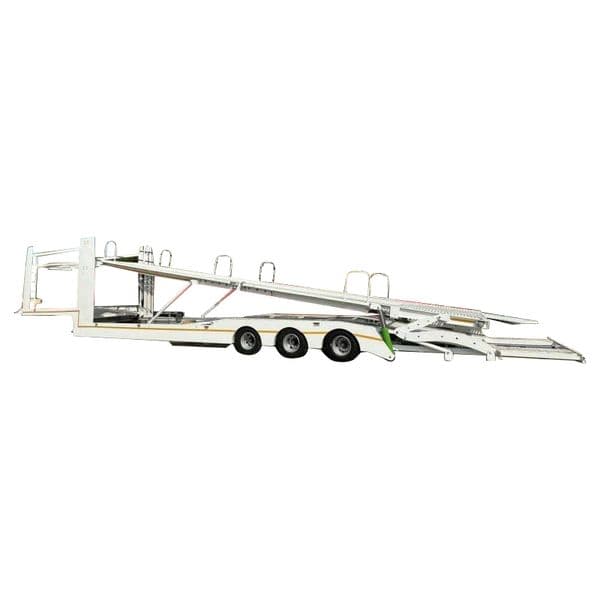 2-axle car transport trailer, mechanical transport, low flatbed semi-trailer.Low Profile Heavy-Duty Flatbed Truck Trailer for Automotive Shipping.