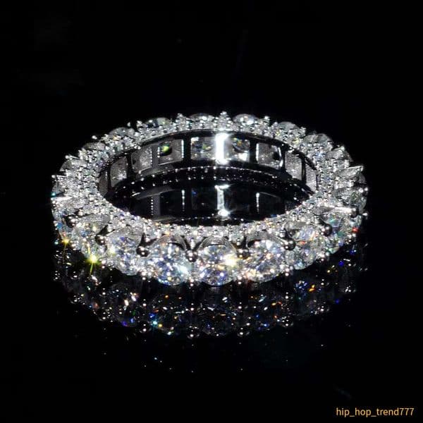 Wholesale Real 10K 14K 18K Solid Gold Moissanite Eternity Engagement Band Iced Out Vvs Lab Grown Diamond Wedding Ring