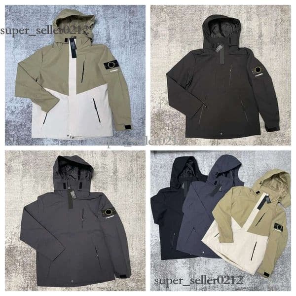Designer Stone Jackets Zipper Hooded Jacket Autumn Sports Casual Fashion Overcoat Outdoor Windproof Waterproof Sunscreen Long Sleeve Mens Stones Coats