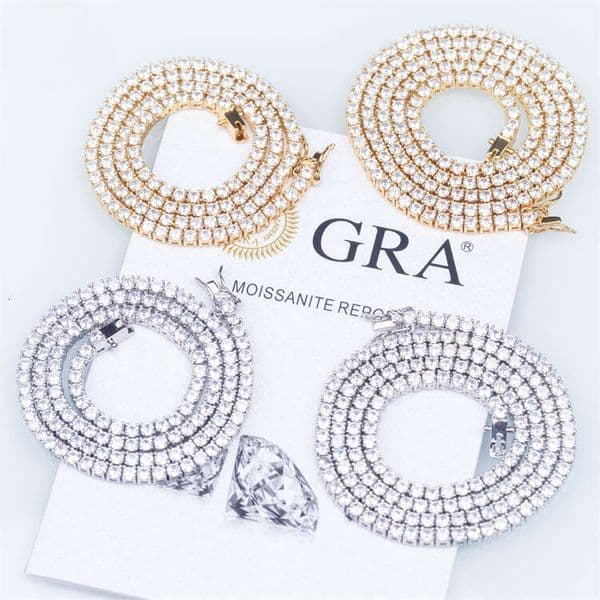 Custom Hiphop Chain Men 3-5mm GRA Certified VVS Dia Sterling Sier Moissanite Tennis Necklace