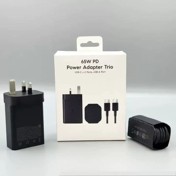 Super fast Charger adapter 65W Fast Charging 3 Ports USB C Mobile Phone cube PD Power cubes With Cable for Samsung S23 S22 EU US UK PLUG With Retail Box2025