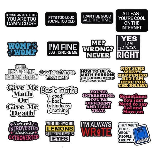 English Brooch Clothing Accessories Metal Badge Letter Inspirational Funny Fun Lapel Pin