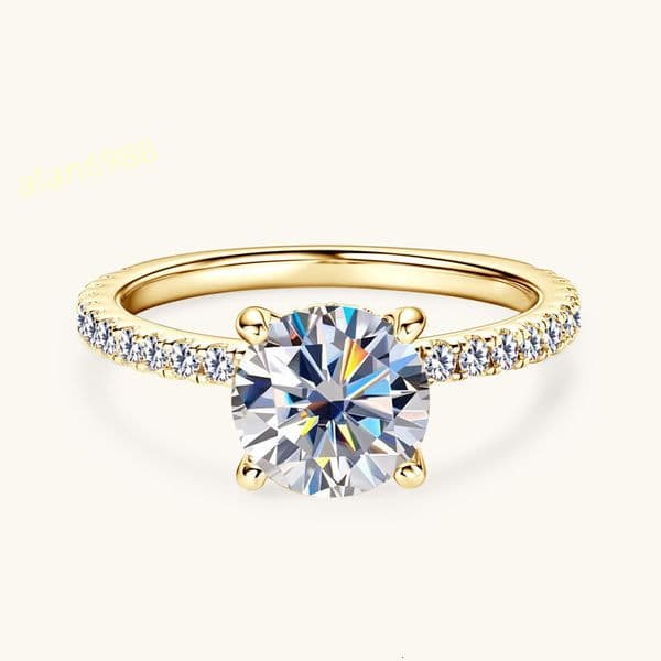 AU750 Womens Solid Real Gold Moissanite Diamond Pave Side Wedding Engagement Ring Set Certified 10k 14k 18k Jewelry