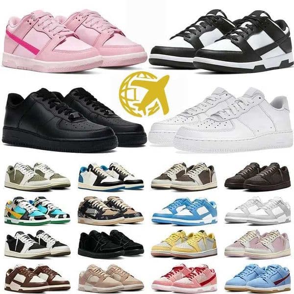 Mens style Womens Shoes Flat sports shoes White Black Lowtop Light misty color University blue Gray Misty Triple pink Designer men