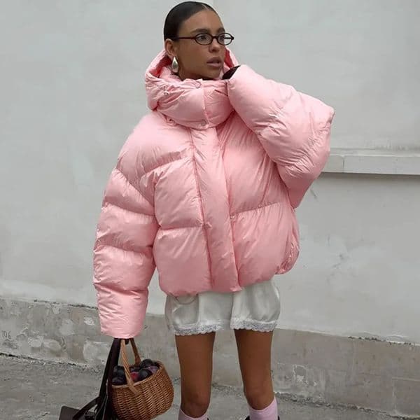 Talenza Winter Pink Cotton Jackets Women Thick Warm Hooded Clip Quilted Coats Fashion Office Chic High Street Female Outwear 251023