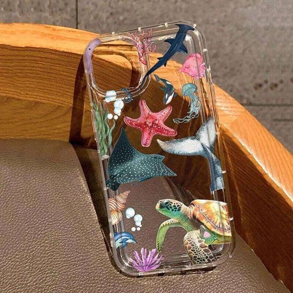 Summer Marine Animals Sea Turtle Print Clear Phone Case For Iphone 17 11 12 13 14 15 16 Pro Max XS X XR 7 8 Plus 16E 17Air Cover Iphone 17 Pro Case
