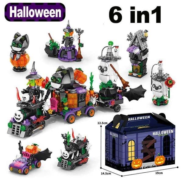 Halloween Creative Building Blocks Set Halloween Hut Haunted House Pumpkin House Decoration Bricks Kit Toys Birthday Party Gifts W250807 W251028