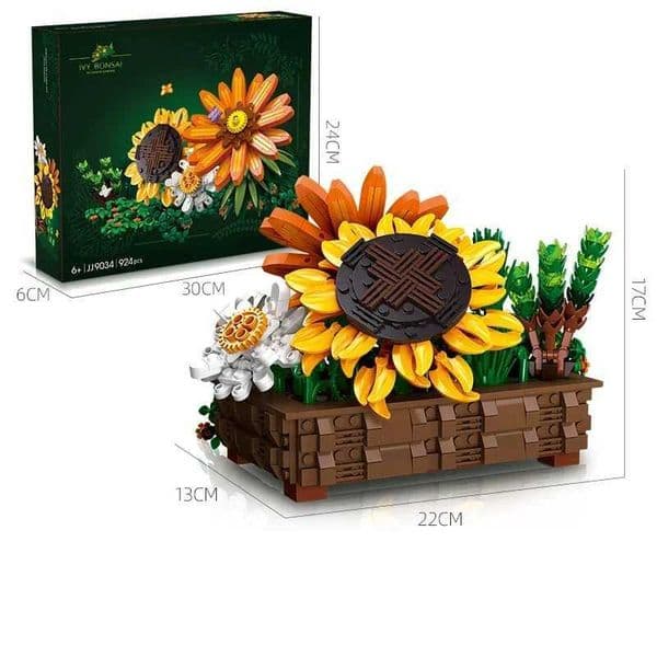 Sunflower Plant Succulent Building Blocks Flower Bonsai Potted Model Bricks Creative Desktop Deco Kids DIY Toys Holiday Gifts X251029