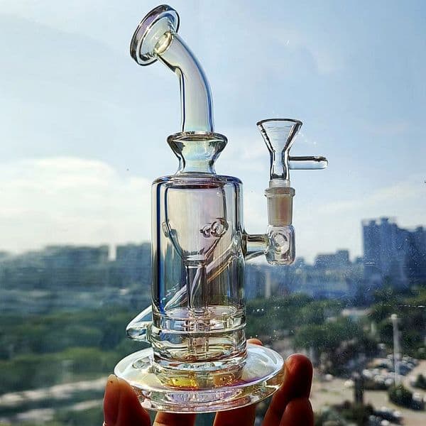 MINI Glass Bongs Hookah Bubbler Recycler Water Pipe Portable Smoking Shisha Bong with 10mm Joint