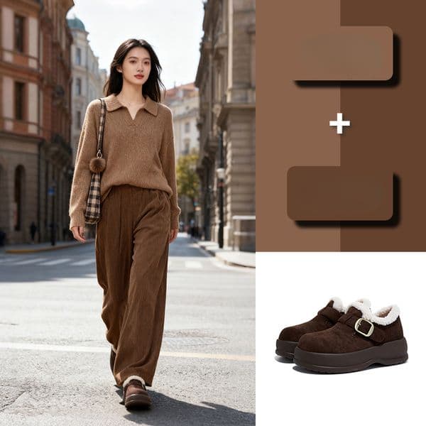 2026 Foam sole lamb wool women s single shoes winter new retro wool snow boots casual multifunctional wool cotton shoes