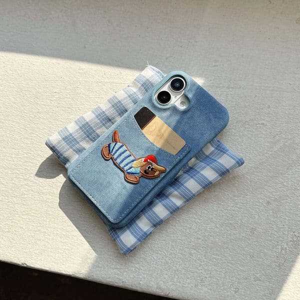 Suitable for Apple 16 Pro Max iPhone 17/15/14/13 Embroidered Cartoon Card Slot Phone Case 17 Air