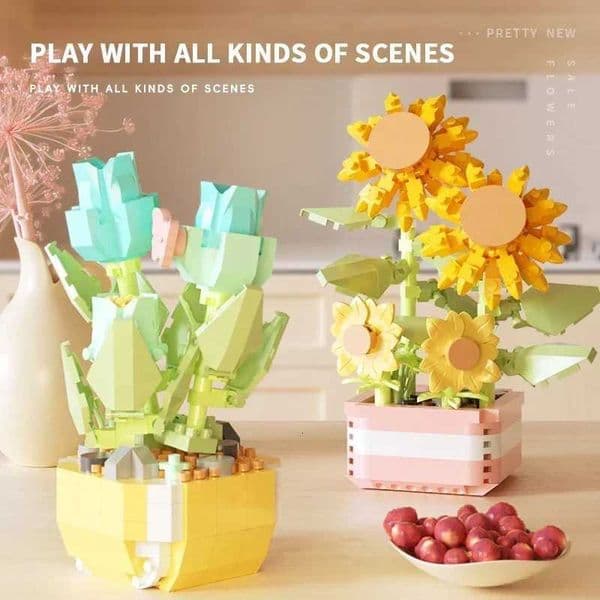 Flowers Plants Bonsai Building Blocks Succulent Potted Assembly Bricks Model Desktop Decoration Diy Toy For Kids Holiday Gifts X251029