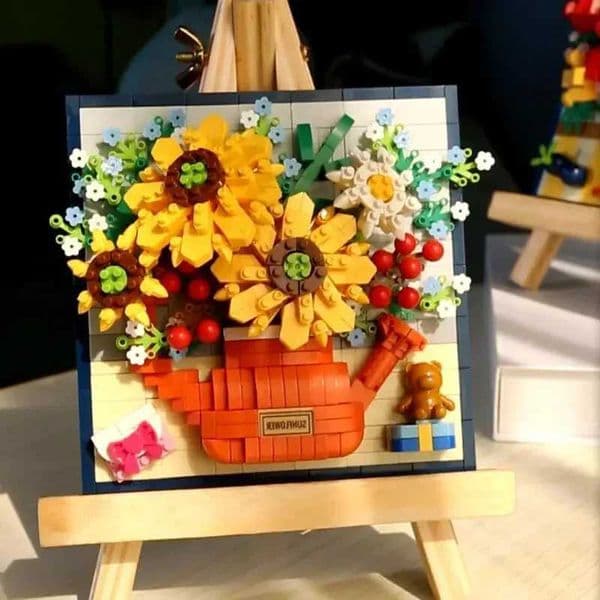 Flower Painting Exhibition Building Blocks Toys DIY Educational Building Blocks Desktop Ornaments Perfect Gift X251029