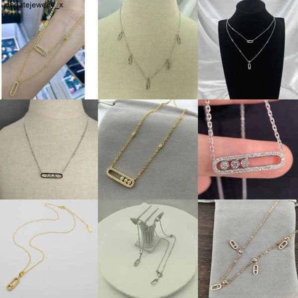 fashion Designer Personalized necklace Oval Sliding hollowed-out pendant women diamond charm necklaces collarbone chain simple styles Accessories Gifts