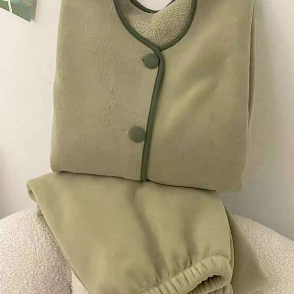 Coral Fleece Pajamas for Women, Autumn Winter Long Sleeve 2025 New Style, Thickened and Fleece-Lined, High-End Flannel Homewear Set