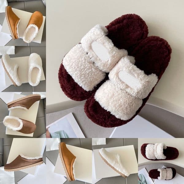 2026 Yoga Recovery Slippers Women Luxury Designer Sandals Lady Fashion Sheepskin Wool Furry Letters Slides Beige Chestnut Khaki Brown Warm Fuzzy Flip Flops Scuffs
