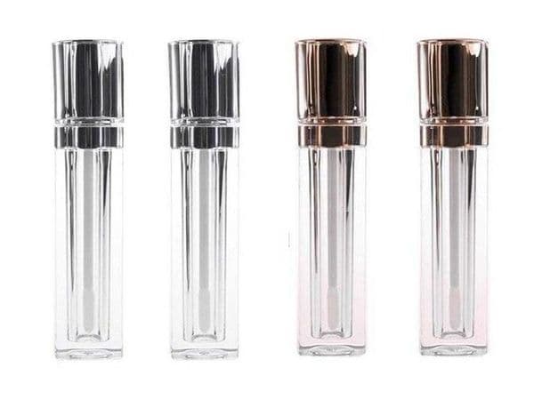 8ML Acrylic Refillable Double wall Square Gold Silver Lip Gloss Tube Empty Lip Balm Oil Bottle DIY Container