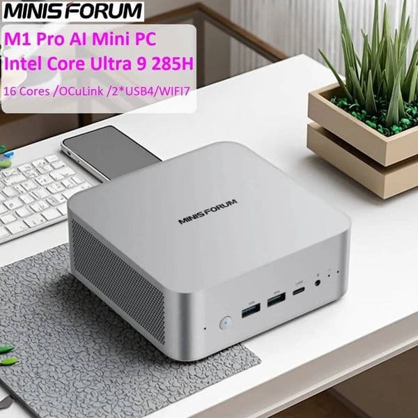 Intel Core Ultra 9 285H AI Mini Computer MINISFORUM Gamer Mini PC OCuLink 16 Cores 2USB4 Dual Speaker NUC office Desktop WiFi7