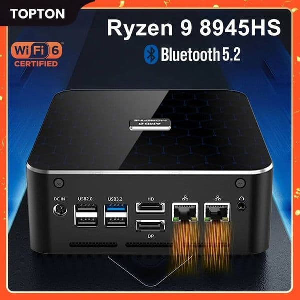Topton M600 Rzyen 9 8945HS AMD AI Mini PC 5 8645HS 2xDDR5 2xPCIe40 2x25G LAN Windows 11 MINIPC Desktop Computer Gamer PC WiFi6