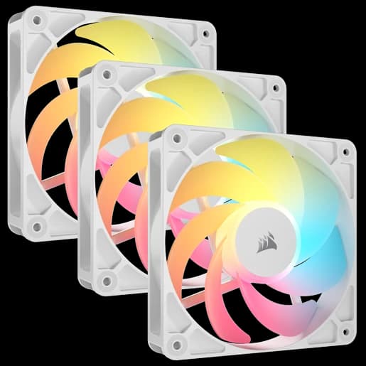 CORSAIR Confezione da tre ventole PWM con rotori inversi da 120 mm RS120-R ARGB - Bianco