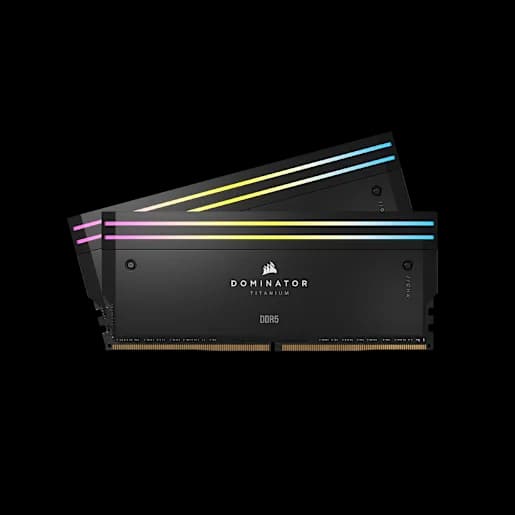 CORSAIR DOMINATOR® TITANIUM RGB 64GB (2x32GB) DDR5 DRAM Up To 6600MT/s CL32 Intel XMP Memory Kit - Black