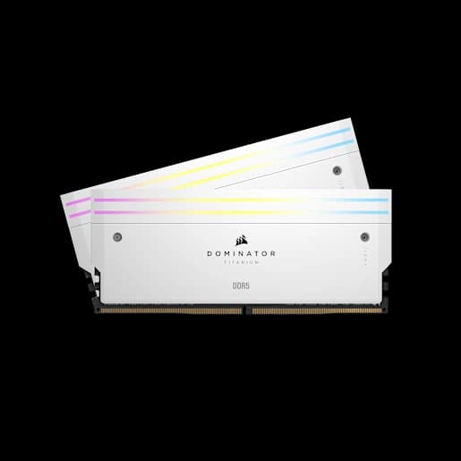 CORSAIR Kit di memoria DRAM DDR5 DOMINATOR TITANIUM RGB 32 GB (2x16 GB) 6000 MT/s CL30 AMD EXPO e Intel XMP - Bianco
