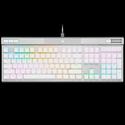 CORSAIR K70 PRO RGB Optical-Mechanical Gaming Keyboard with PBT DOUBLE SHOT PRO Keycaps - White (Revival Series)