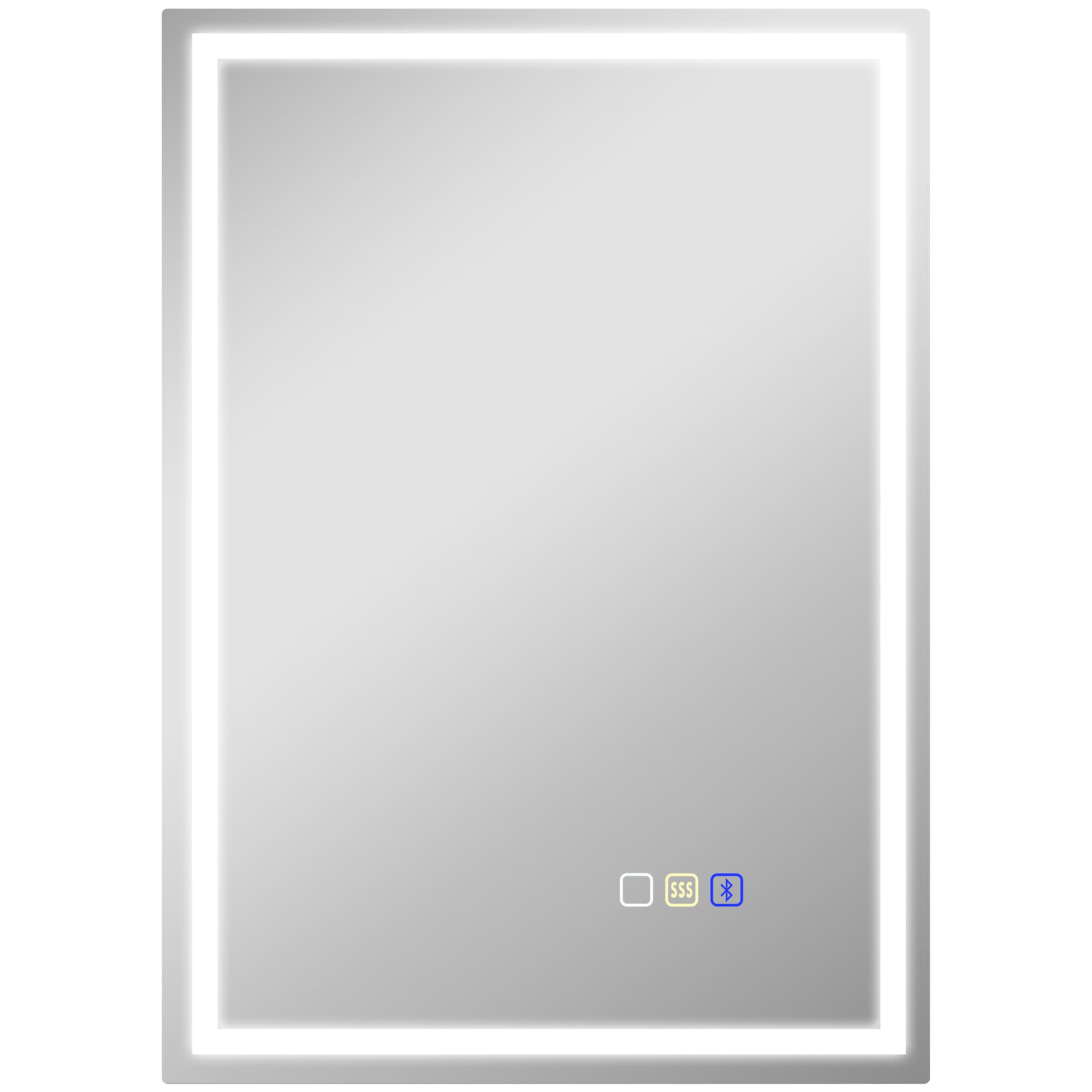 HOMCOM 50 x 70 cm LED Bathroom Mirror with Anti-Fog and Bluetooth, Touch Control, Silver | Aosom UK