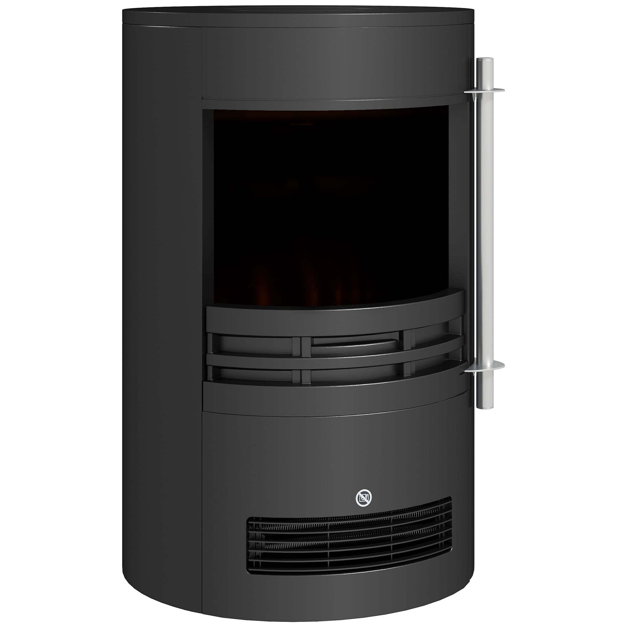HOMCOM 1000/2000W Freestanding Electric Fireplace, Indoor Heater Fire Stove with Log Burner Effect Flame, Thermostat Control