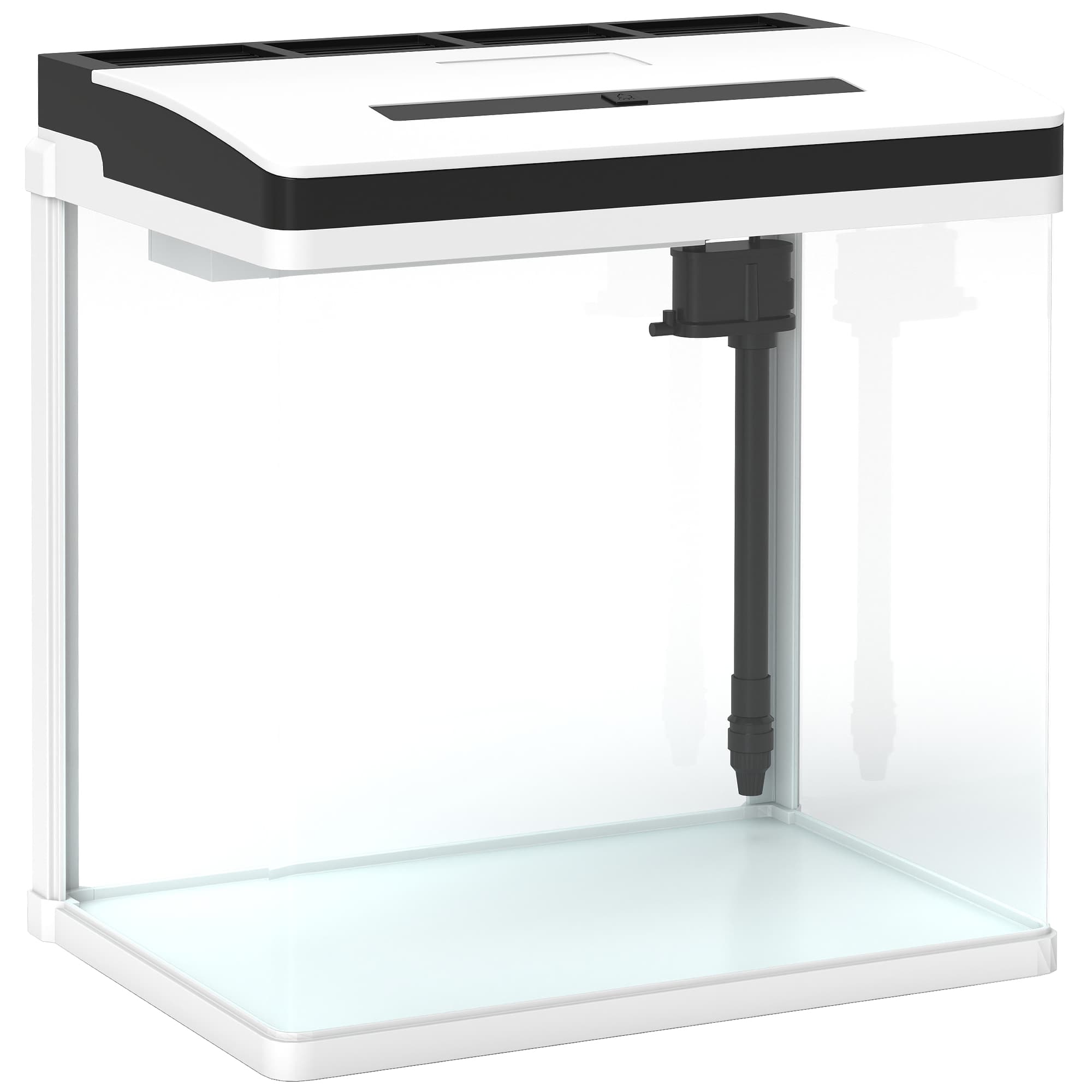 PawHut 28L Glass Aquarium Fish Tank with Filter, LED Lighting, for Betta, Guppy, Mini Parrot Fish, Shrimp, 38 x 26 x 39.5cm | Aosom UK