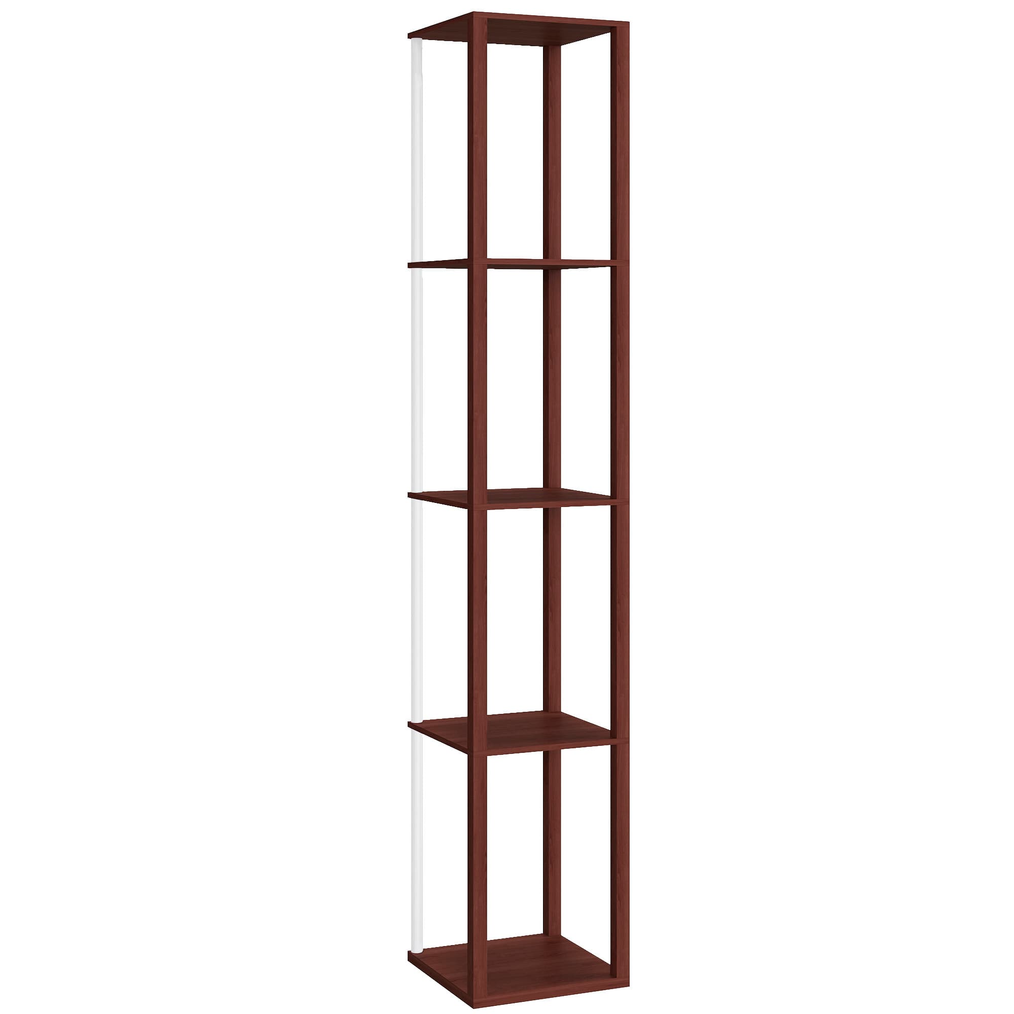 HOMCOM RGB LED Floor Lamp with Shelves, Modern Dimmable Standing Lamp with Remote Control, Adjustable Brightness & Speed for Living Room, Bedroom, Office, Brown