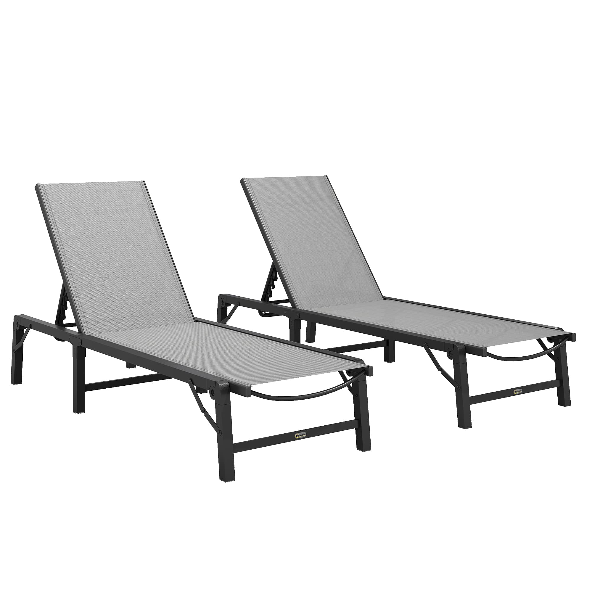 Outsunny 5-Position Adjustable Folding Garden Sun Lounger, Space-Saving Reclining Patio Chaise Bed for Beach & Camping, Light Grey | Aosom UK