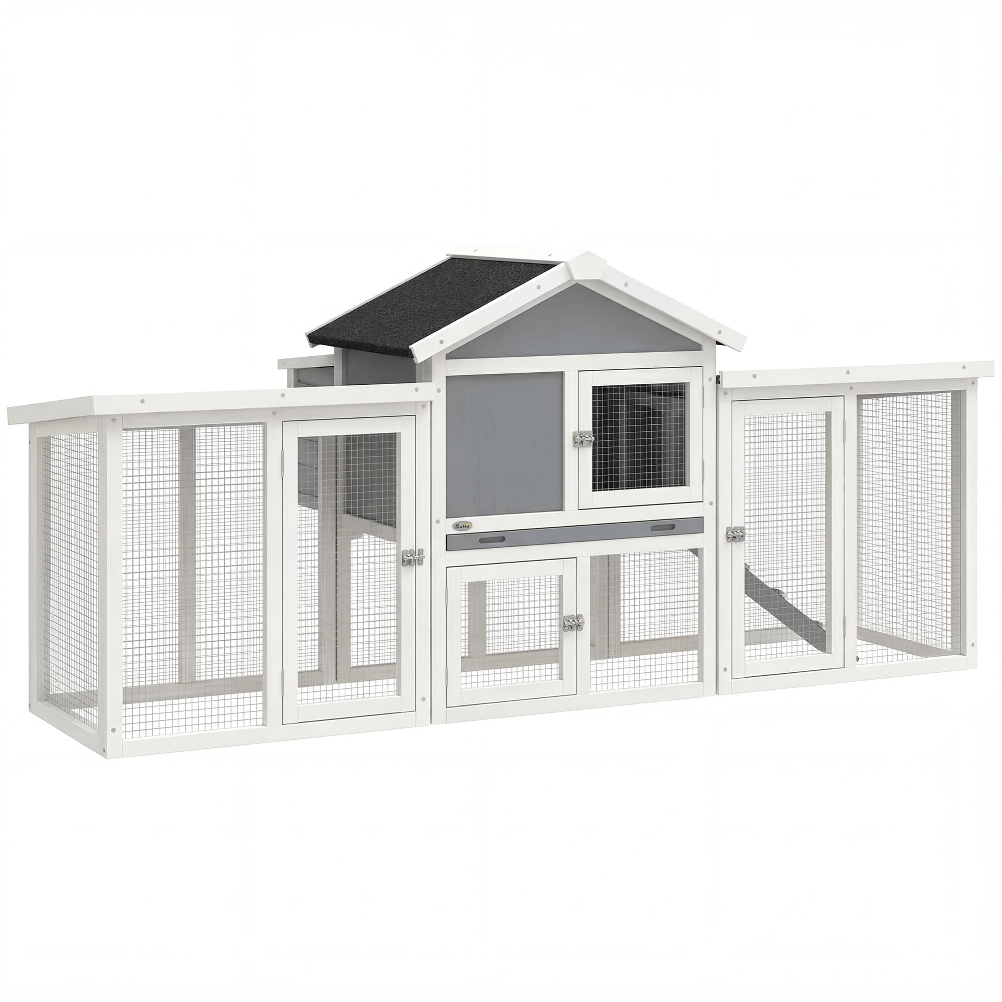 PawHut Large Chicken Coop, Wooden Outdoor Chicken Cage Poultry Hen House with Nesting Box — detail 1