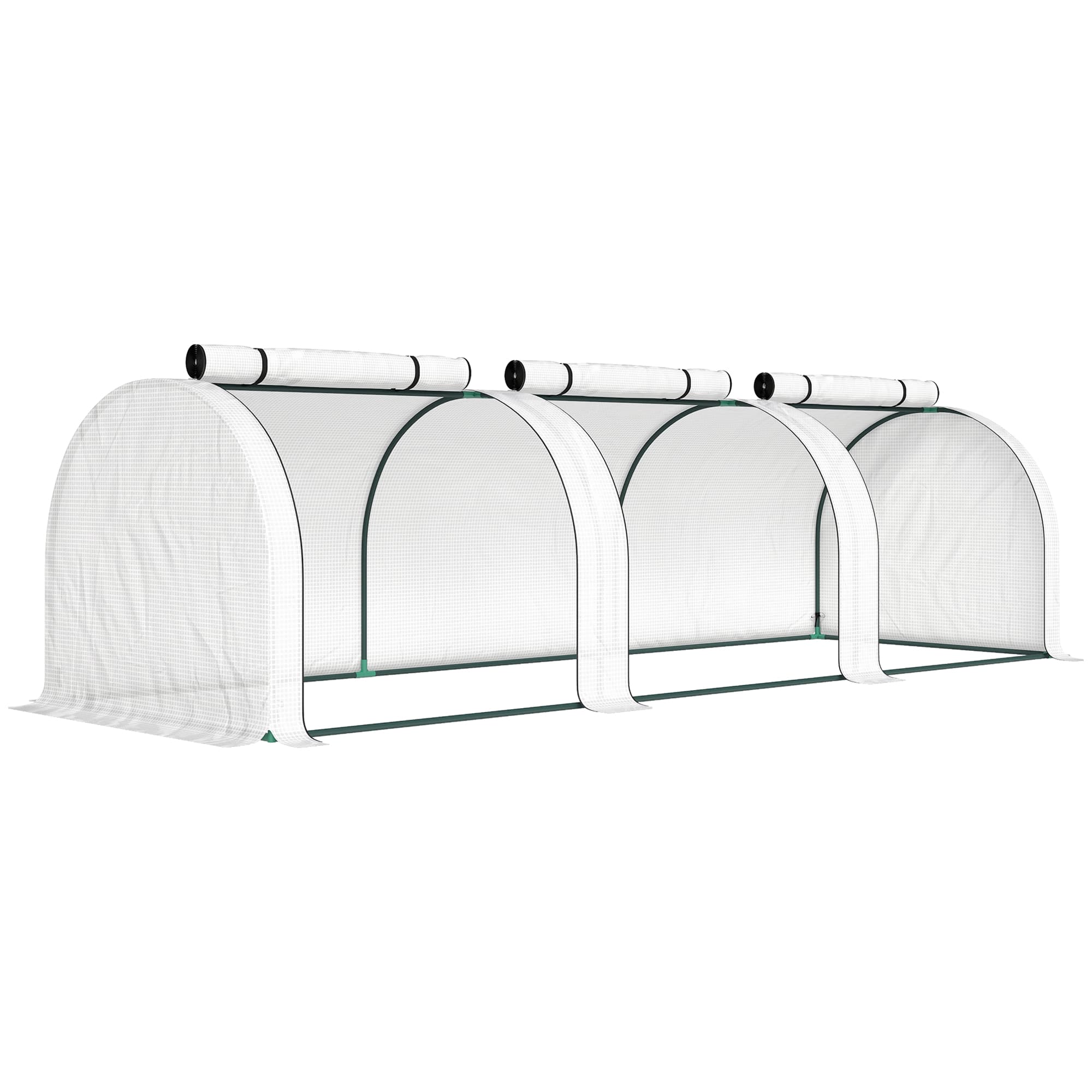 Outsunny 295 x 100 cm Low Tunnel Greenhouse - White