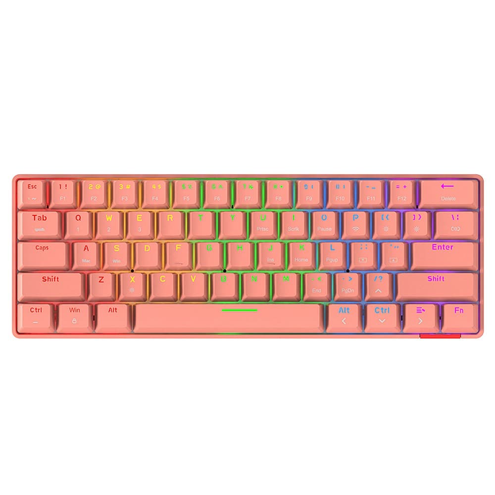 Ajazz STK61 61key Wired/Bluetooth Dual mode Red Switch Multi-color backlight mechanical keyboard - Peach Red