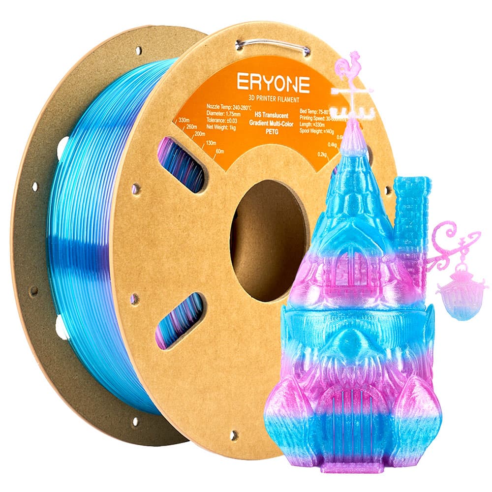 Filament PETG ERYONE High Speed, transparentny, gradientowy, wielokolorowy, 1 kg, różowo-czerwony