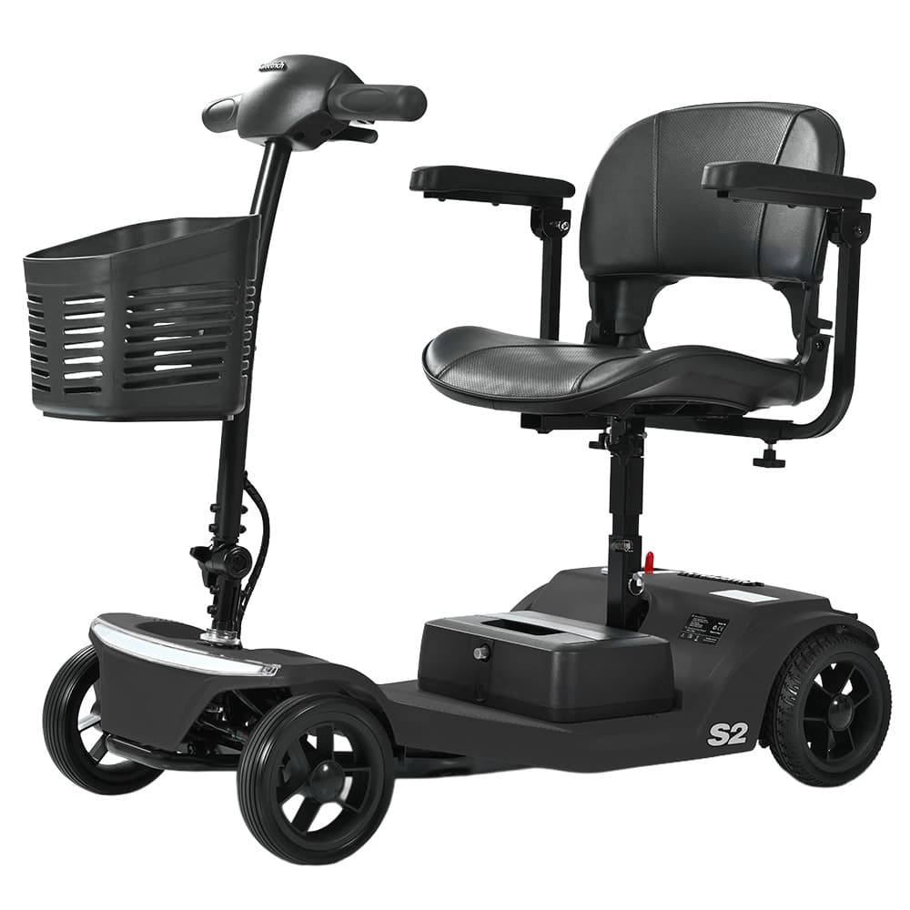 Skuter inwalidzki Sweetrich S2, silnik 250 W, akumulator 24 V 12 Ah, maks. prędkość 6 km/h, zasięg 15 km – czarny
