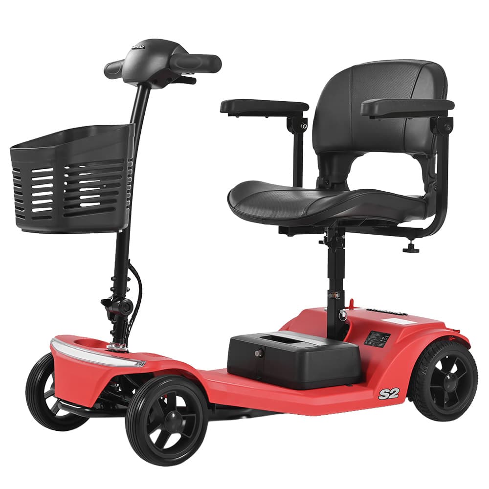 Skuter inwalidzki Sweetrich S2, silnik 250 W, akumulator 24 V 12 Ah, maks. prędkość 6 km/h, zasięg 15 km – kolor czerwony