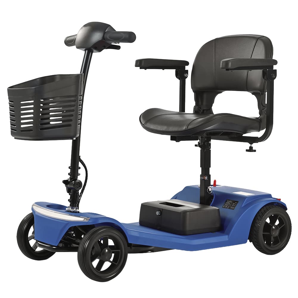 Skuter inwalidzki Sweetrich S2, silnik 250 W, akumulator 24 V 12 Ah, maks. prędkość 6 km/h, zasięg 15 km – niebieski