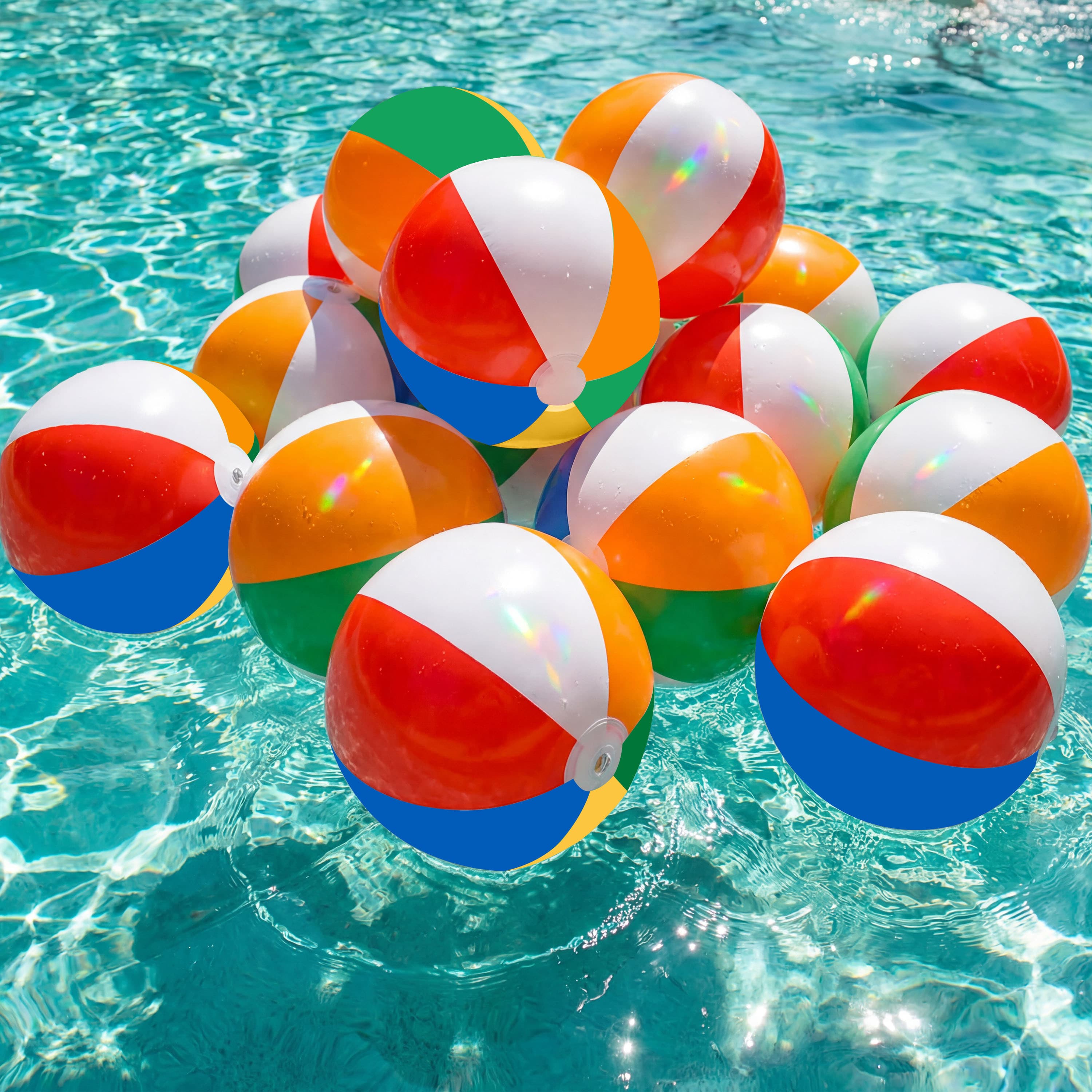 TEMU Syncfun 12-pack Beach Balls - Bulk Classic Inflatable Swimming Pool Toys For Games Adults Kids Birthday Party Supplies Combo Set, Blow Up Luau Decorations Favors Gifts