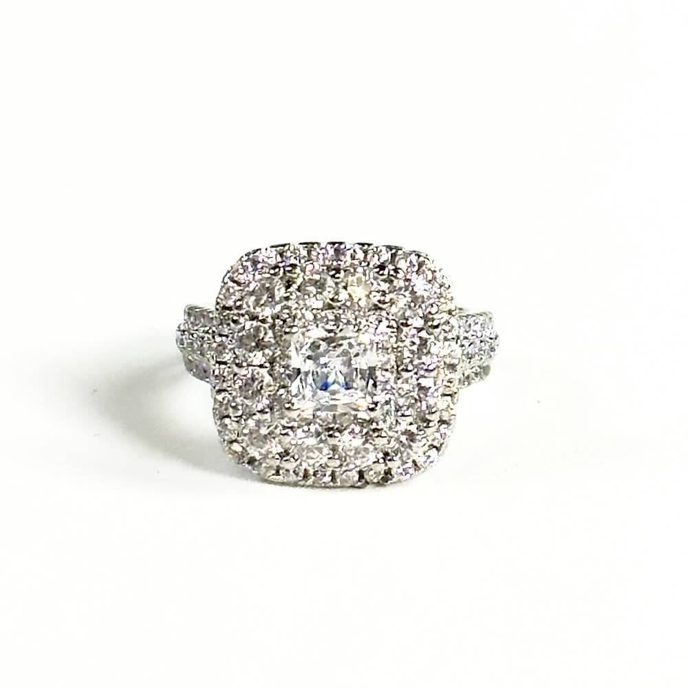 TEMU High Quality Aaa Cubic Zirconia Engagement Wedding Ring For Women Silvery Plated