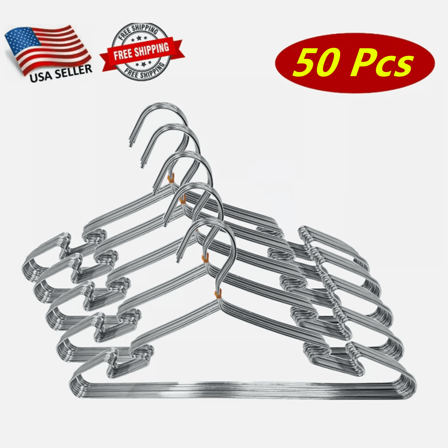 TEMU 50 Pcs Of Stainless Steel Wire Coat Hanger Strong Heavy Duty Clothes Hangers Closet Hangers Storage Organization