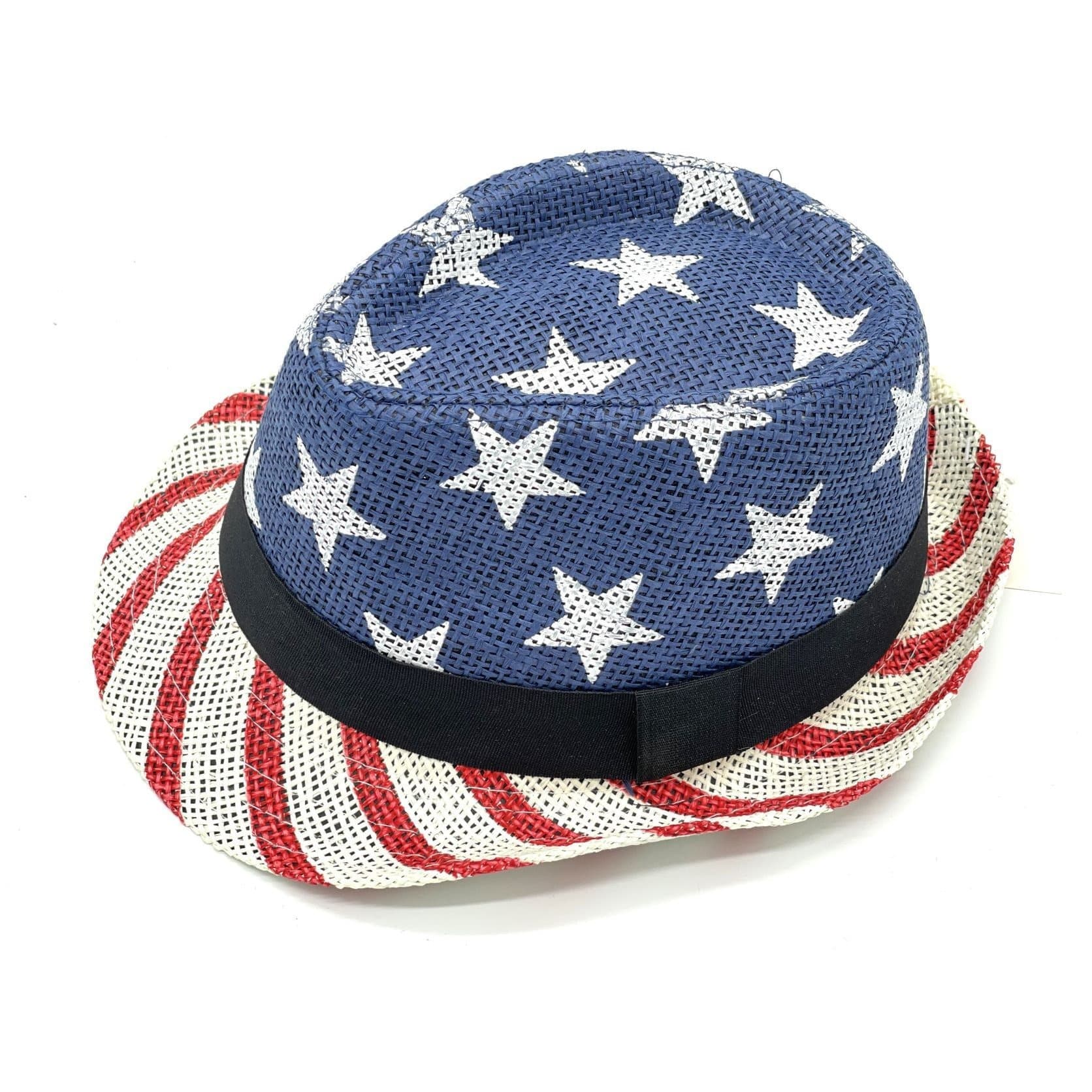 TEMU Us Flag Unisex Fedora Short Brim Straw Sun Hat Lightweight Breathable Trilby Hats For